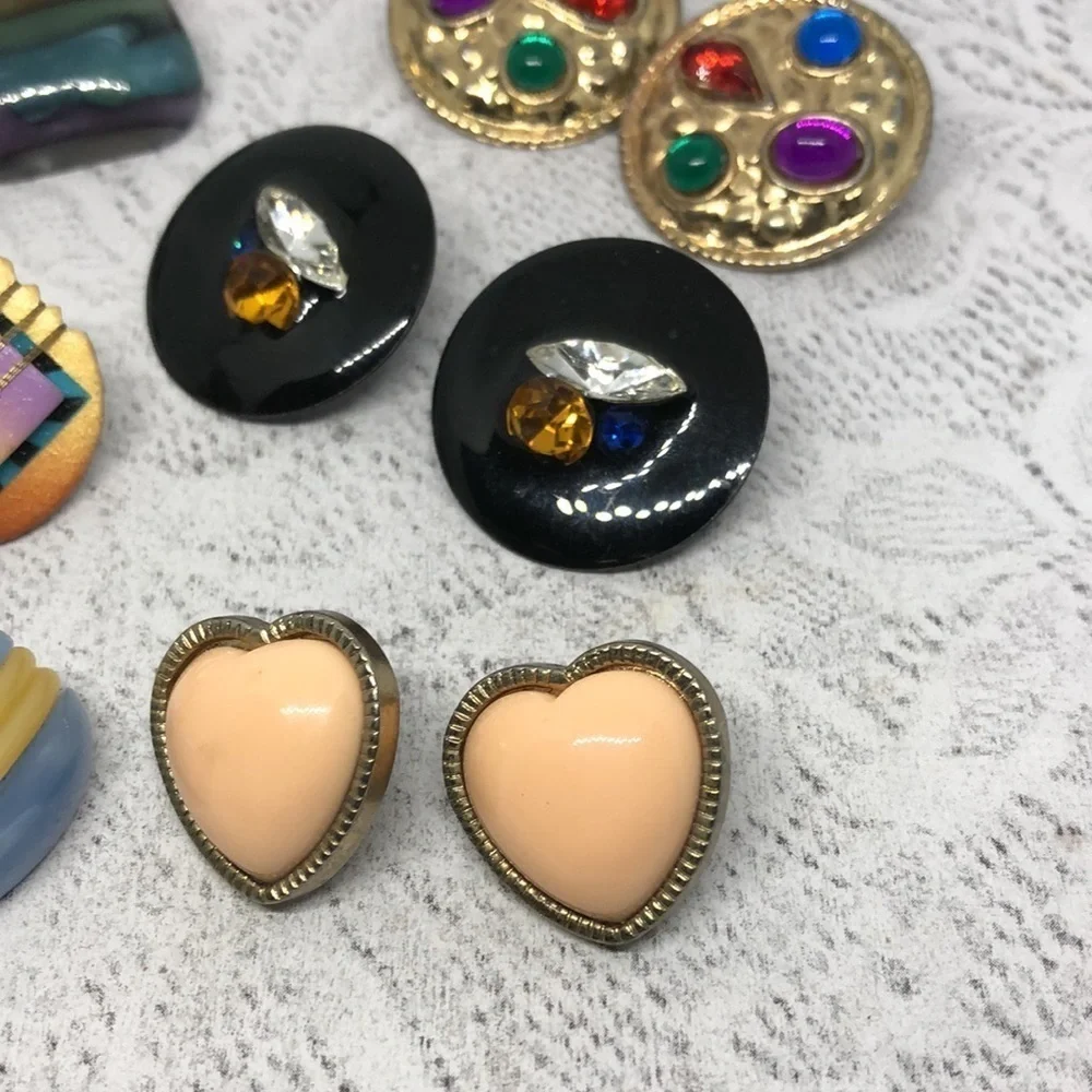 Bundle lot 7 funky fun vintage statement earrings - Picture 6 of 8
